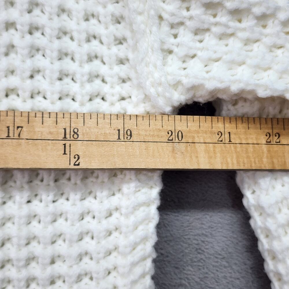 Pink Lily Cable Knit Sweater XS White Oversized Deep V Neck Button Accent Boho - Picture 11 of 13